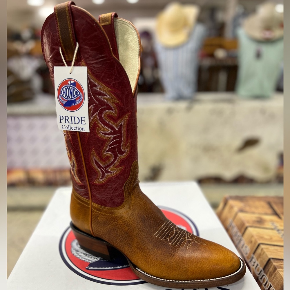 Hondo 1942 Rust Oil Tan Cowboy boots R toe